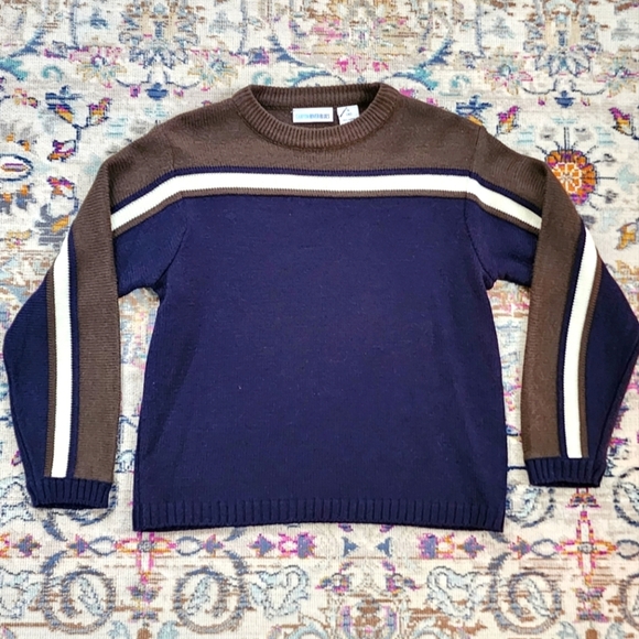 Canyon River Blues Boys Knit Navy/Green Pullover Sweater Winter Fall, sz SM (8) - Picture 1 of 12